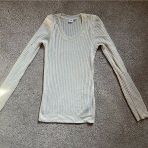 Gap white ribbed scooped neck sweater.